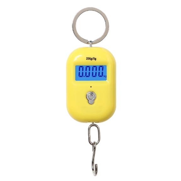 YAHHU Mini Luggage Scale Portable Electronic Hanging Fish Scale 55.1 lbs / 25kg Double-Range with Zero Tracking Function Yellow