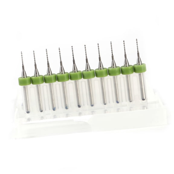 YAHHU Mini Micro Solid PCB Print Circuit Board CNC Drill Bits, 0.7 mm 10-Piece Tungsten Carbide Set for Crafters