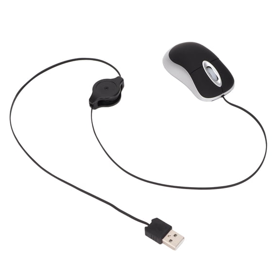 YAHHU Mini Mouse Fashionable Glossy Surface 26.77 inches / 68cm Retractable Cord Plug and Play Portable Wired Optical Computer Mouse for Laptop PC Wide Compatibility Office Travel