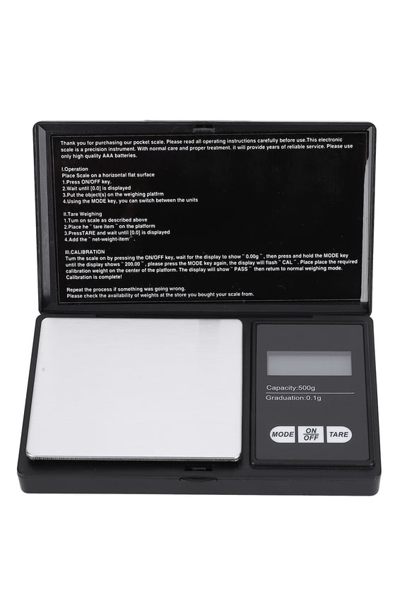 Mini Portable High Accuracy LED Digital Pocket Scale for Gold Silver Diamond Jewelry, 500g/0.1g, Stainless Steel, Black/Silver (5.91 inches / 15 cm)