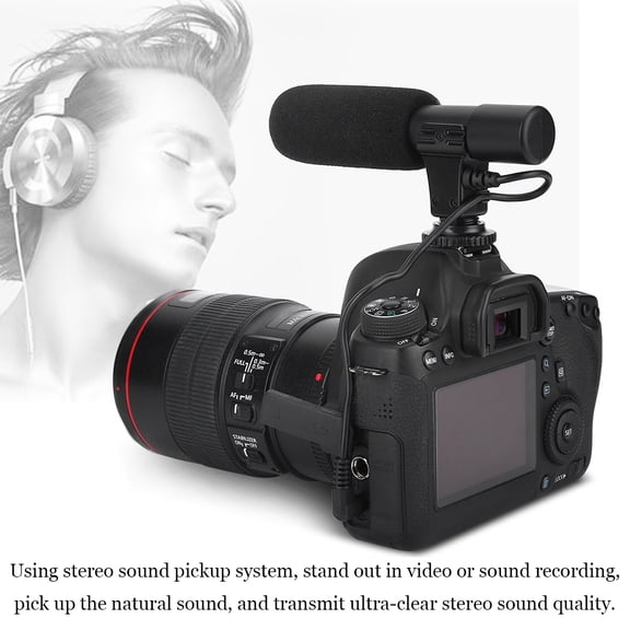 YAHHU Mini Professional Stereo Microphone for Video Recording Universal for Digital Video Camera (5.22 inches / 13.2 cm)