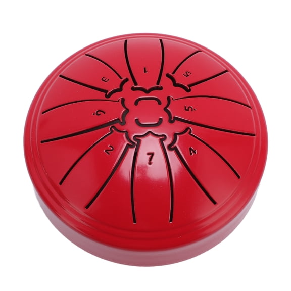 YAHHU Mini Steel Tongue Drum 4 Inch / 10.16 cm 8 Notes Carbon Steel Metal Handpan Drum with Mallets and Music Book, Red
