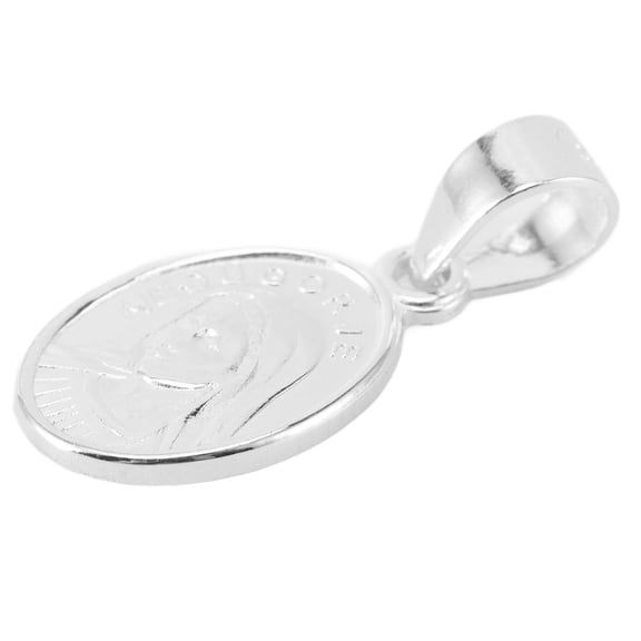 YAHHU Miraculous Medal 925 Sterling Silver Polished Finish Virgin Mary Oval Necklace Pendant Religious Gift Jewelry (0.8 inches / 2.1 cm)