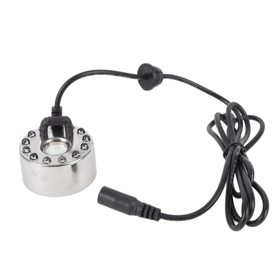 YAHHU Mist Maker Fogger Zinc Alloy 12 LED Color Changing Fog Atomizer Humidifier for Water Fountain Pond Birdbath EU Plug, 5.12 inches / 13 cm