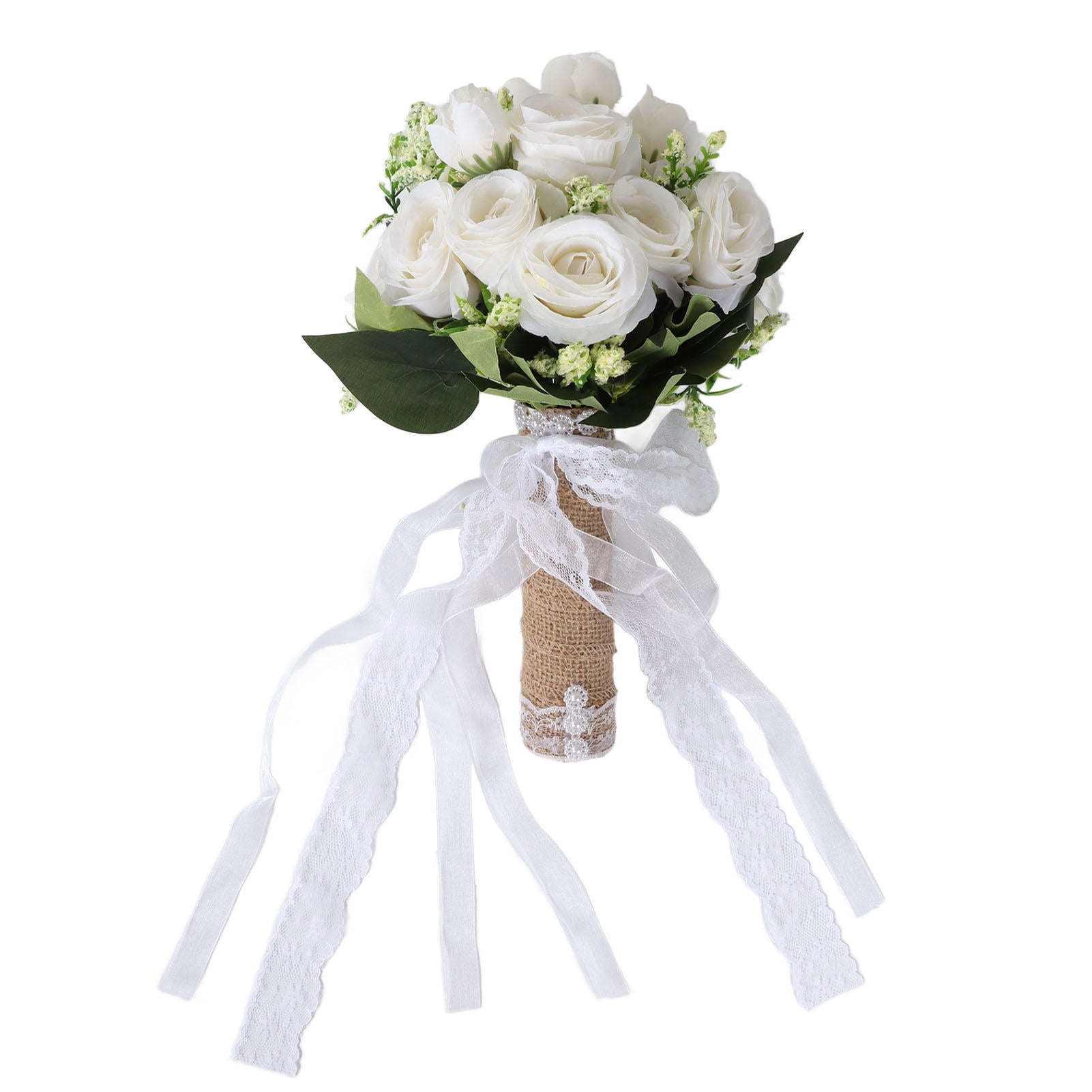 YAHHU Modern Elegant Milky White Handheld Flower Bouquet – Lifelike Artificial Bridal Decor for Weddings, Photography & Gifts