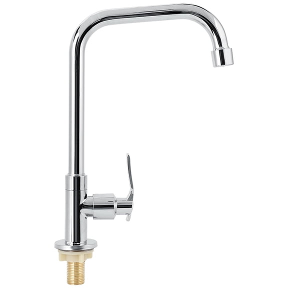 YAHHU Modern Single Handle Kitchen Sink Water Faucet, Brass & Stainless Steel Gooseneck Tap, 360 Degree Rotation Cold Water Faucet for Wash Basin, Chrome Finish (11.4 inches / 29 cm)
