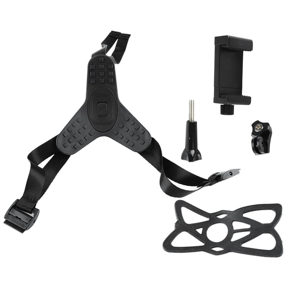 YAHHU Motorcycle Helmet Chin Mount Holder for Action Cameras and Mobile Phones, Lightweight Soft Silicone Strap Stand with Phone Clip, Mesh Extender, Adapter and Long Screw