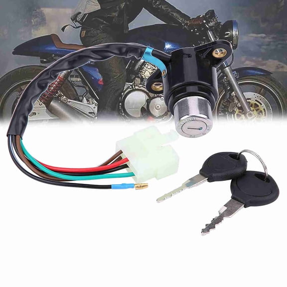 YAHHU Motorcycle Ignition Key Switch Lock With Unlocked Key Fits For Honda CB/CM 400/450 Black 9.8 in / 25 cm Wire[cite: 1]