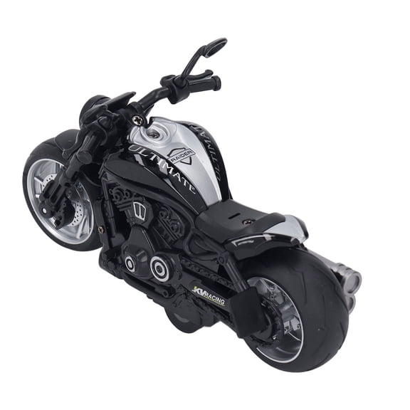 YAHHU Motorcycle Toy Model Pull Back Alloy Plastic 1:12 Scale Retro Style Pull Back Toy Motorcycle for Kids Decoration Black Realistic Design Collectible Gift (Approx 6.69 inches / 17 cm)