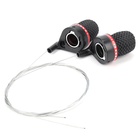YAHHU Mountain Bicycle Bike Speed Shifter Shift Derailleur Handle Twist Grip Gear Shift Transmission Rubber & Plastic Material Left and Right Hand 1 Pair Red & Black Color 2.25cm Diameter