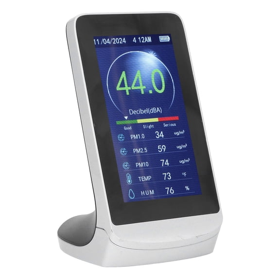 YAHHU Multi-Functional Decibel Meter 30-130dB Sound Level Reader with HD LCD Display, Noise Time Temp Humidity PM2.5/1.0/10 Detector for Home Office Studio Factory