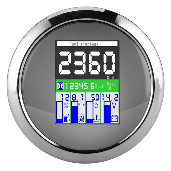 YAHHU Multifunction Gauge 85mm 3.35 inches Universal Dashboard Meter for RPM Temp Oil Pressure Fuel Level White Dial for Cars Boats Motorcycles High Precision Waterproof IP67 Replacement Part
