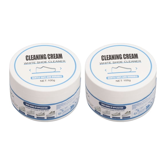 YAHHU Multipurpose White Shoe Cleaning Cream with Sponge, 100g x 2 (200g / 7.05 oz), Shoe Cleaner Paste for Sneakers and Leather