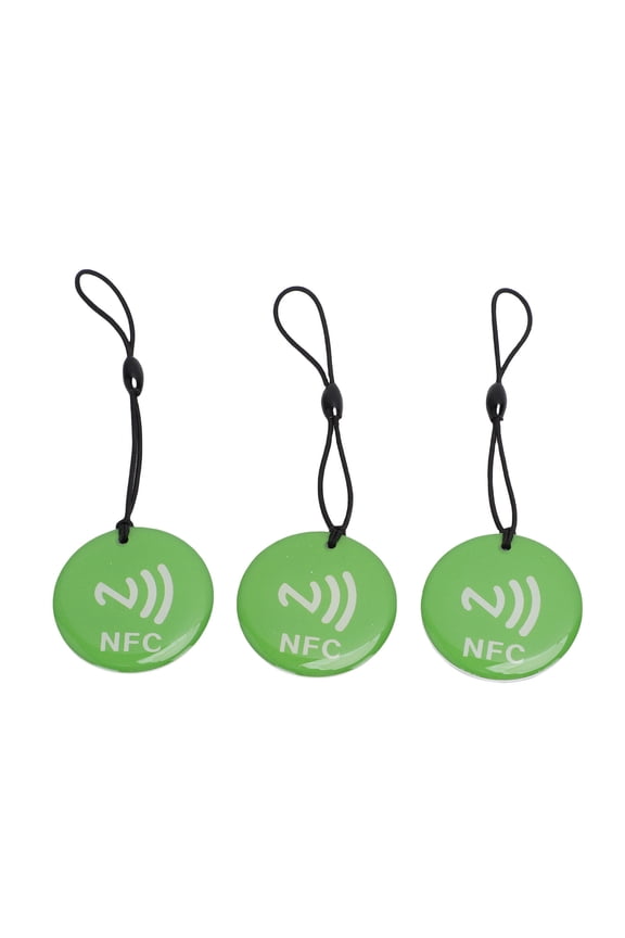 NTAG213 NFC Key Fobs Green RFID Keychain Tags Portable Programmable Smart Access Card 10-Pack (13.78 inches / 35 cm)