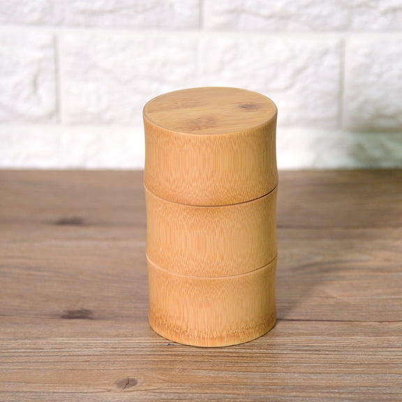 YAHHU Natural Bamboo Tea Jar Storage Box Eco-Friendly Airtight Kitchen Spice Container and Food Storage Holder Multipurpose Wooden Tea Canister for Loose Tea Coffee Beans Nuts (M / 3.3x5.9 inches)