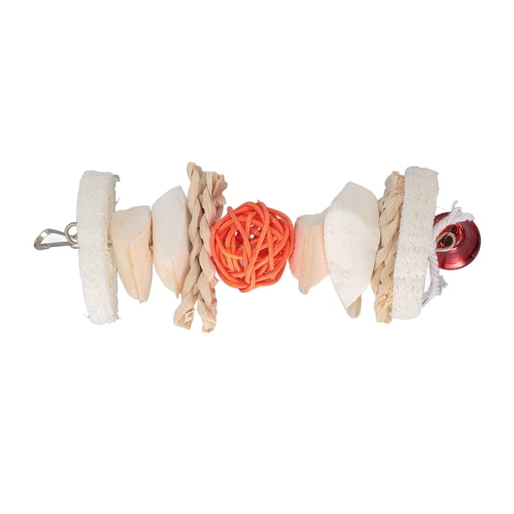 YAHHU Natural Cuttlefish Bone Bird Chew Toy for Small Parrots, Calcium Supplement Beak Grinding Cage Accessory, Attachable Rattan String Toys for Parakeets, Conures, Cockatiels & Lovebirds (8.66")