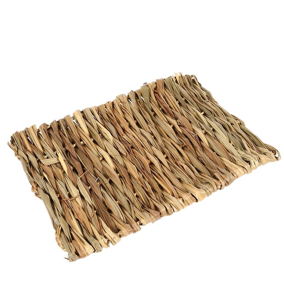 YAHHU Natural Hand-Woven Grass Mat for Small Pets - Durable Hamster, Rabbit, Guinea Pig Bedding Pad, Chew Safe Small Animal Cage Accessory Play Toy (Small, 11.4 inches / 29.0 cm, Multi-purpose)