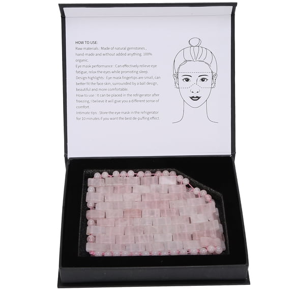 YAHHU Natural Rose Quartz Jadestone Eye Mask Massager Face Care Tool for Sleep Routine Reduce Dark Circles and Puffiness with Cooling Sensation Pink
