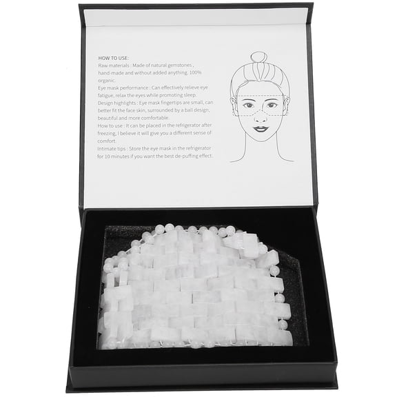 YAHHU Natural White Jadestone Eye Mask Massager Face Care Tool for Sleep Routine Reduce Dark Circles and Puffiness with Cooling Sensation White
