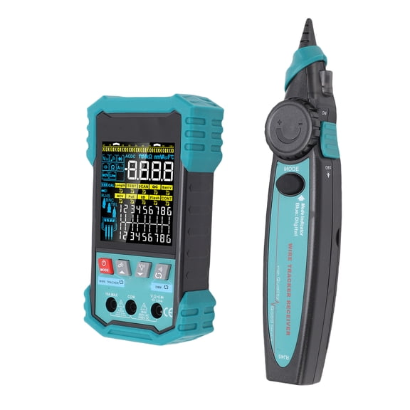 YAHHU Network Cable Tester with Multimeter, PoE NCV 400M Length Measurement, Port Flashing Ethernet Wire Test Tool LAN Tracker Kit (9.45 inches / 24 cm)