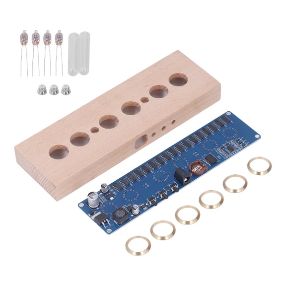 YAHHU Nixie Tube Clock DIY Kit Multi Color 12 24 Hour Display IN14 Glowing Tube Clock Assemble Kit (9.45 inches / 24.0 cm)