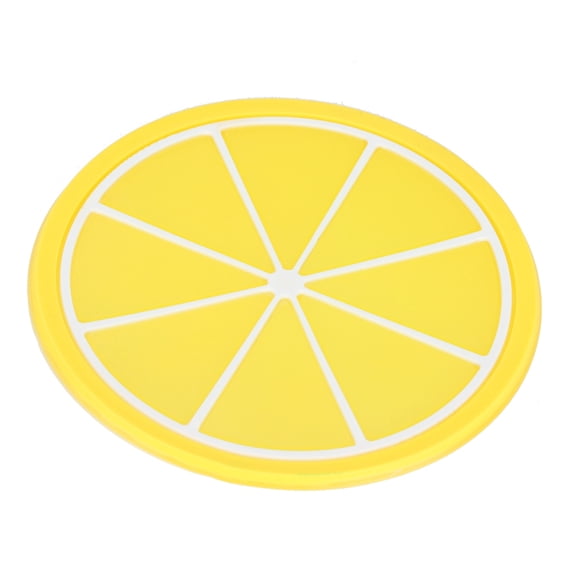 YAHHU Non-Slip Silicone Lemon Coaster, Vibrant Fruit Shape Heat Resistant Cup Mat and Desktop Protector, Kitchen Tableware Placemat for Cold and Hot Drinks (3.3 inches / 8.5 cm)