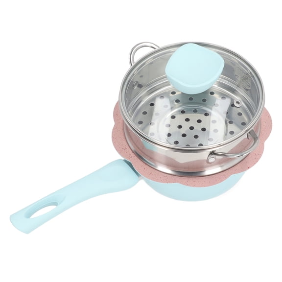 YAHHU Nonstick Sauce Pan with Lid and Steaming Basket, Small Cookware Milk Pot for Infants Toddlers, Multipurpose Sauce Pot Healthy Safe Food Cooking, 7.9 inches / 20.0 cm