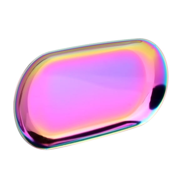 YAHHU Nordic Style Stainless Storage Tray Cosmetics Jewelry Cake Plate for Office Desks (Rainbow L) - 9.1 inches / 23.0 cm