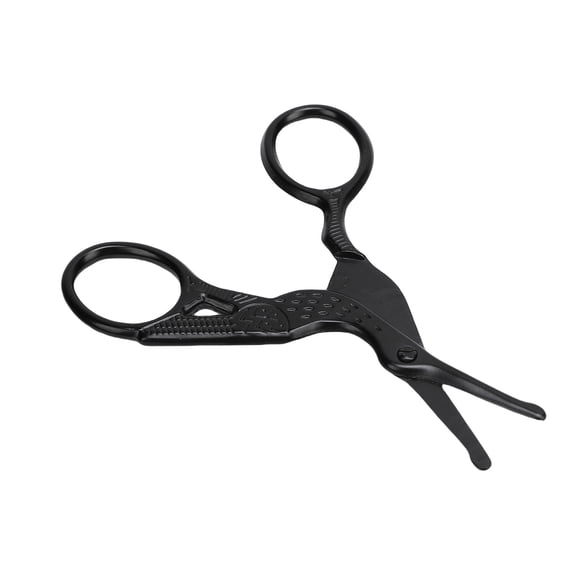 YAHHU Nose Hair Scissors Stainless Steel Black Crane Shaped Rounded Tip Small Trim Scissors for Facial Hair Eyebrows Eyelashes (6.30 inches / 16 cm)