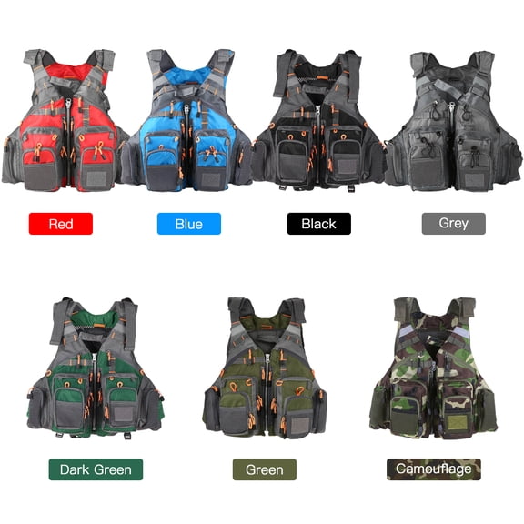 YAHHU Outdoor Breathable Padded Fishing Life Vest with Pockets 209lbs / 95kg High Bearing Safety Jacket Floatation Floating Device for Adult Men Women Swimming Sailing Red