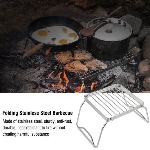 YAHHU Outdoor Foldable Portable Stainless Steel Barbecue Grill Charcoal Rack for BBQ Picnic Camping (6.3 inches / 16 cm)