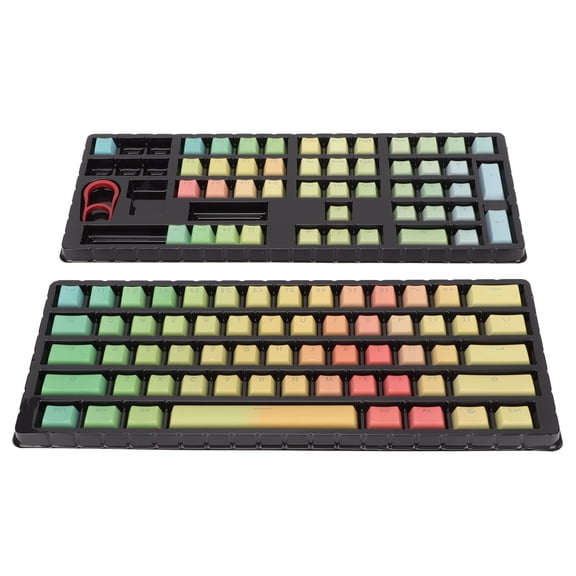 YAHHU PBT Keycaps Translucent Sublimation Rainbow Gradient Mechanical Keyboard Keycaps 108/87/61 Key Universal Fit Replacement Custom Keycap Set Accessories - 108 Keys (13.39 inches / 34 cm)