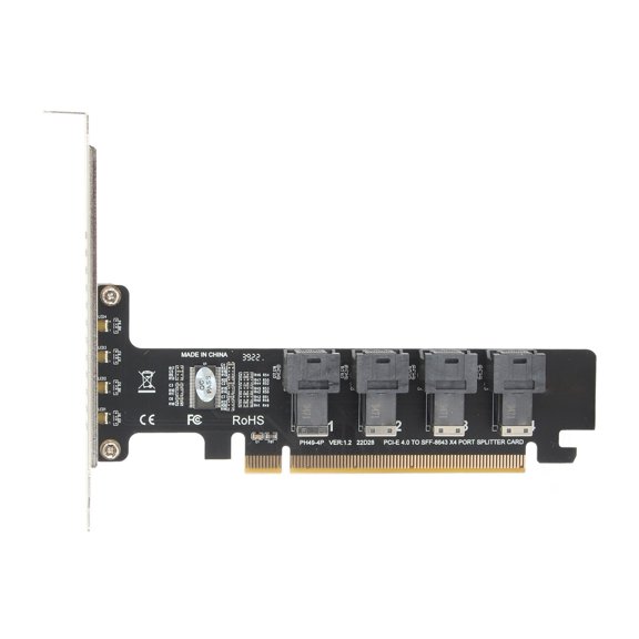 YAHHU PCIE to U.2 Adapter Card Premium PCIE X16 to 4 Port U.2 NVME SFF8643 SFF8639 PCIE Split Expansion Controller Card with LED Indicator Support Windows OS (7.87 inches / 20 cm)