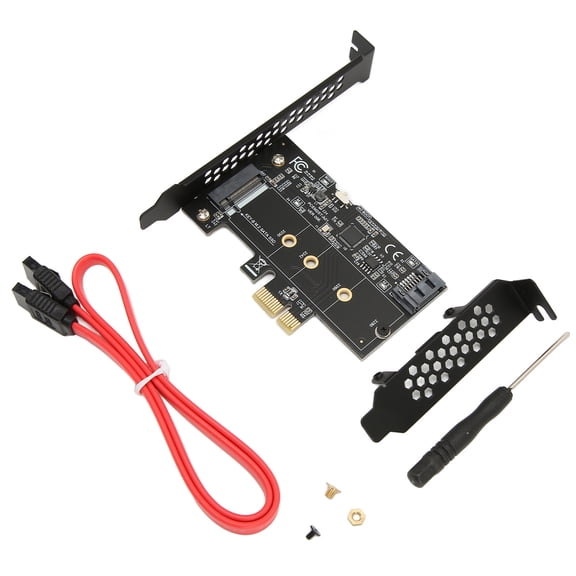 YAHHU PCIE to SATA Expansion Card 6Gbps PCIE 1X to M.2 NGFF SATA3.0 Adapter Riser Card for Windows and Linux