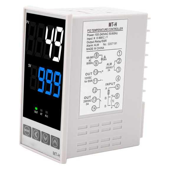 YAHHU PID Temperature Controller Kit Digital Display Automatic Thermostat AC100-240V Relay Solid State Output for Egg Incubators Farm Hatching Animals, Regular 1.89x3.78 inches / 48x96mm