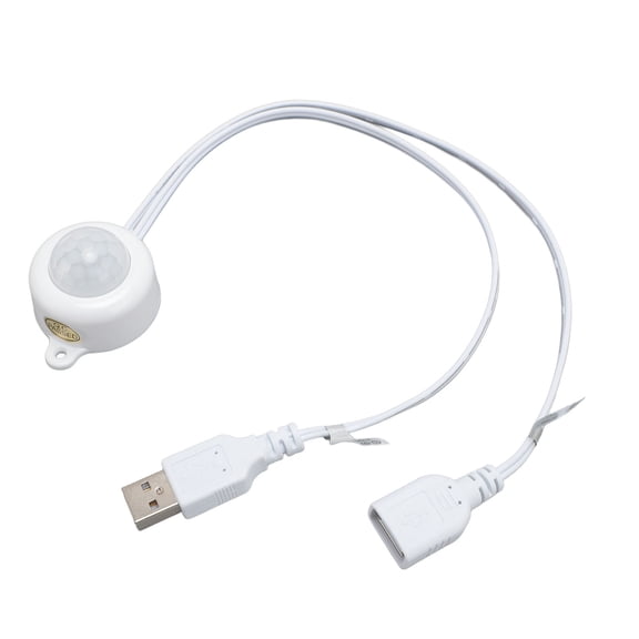 YAHHU PIR Motion Activated Sensor USB Interface Plug and Play DC 5V to 24V Infrared Sensor Controller for Light Control Energy Saving Automatic Switch for Strip Lights, White