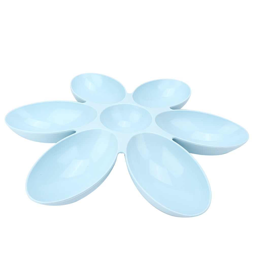 YAHHU PP Durable Six Petals Multiple Case Slow Feeder & Water Feeding Bowl for Cats and Dogs, Blue (16.9 inches / 43 cm)