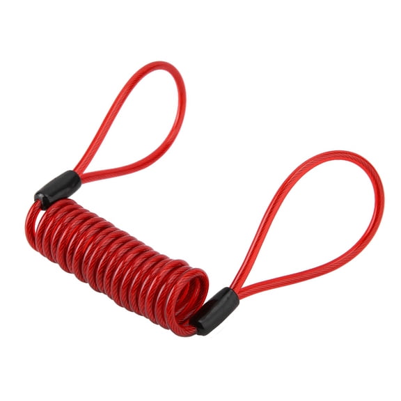 YAHHU PVC Anti-Theft Motorcycle Bicycle Disc Brake Lock Reminder Coil Cable Warning Rope, Red (1.2m / 47.2 inches) - High Elasticity Security Accessory for Scooters, Bikes, and Motorcycles