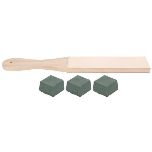YAHHU Paddle Leather 2Sided Strop Honing Polishing with Compounds Kit Tool DIY Accessories, Professional Wood Honing Board and 3 Sharpening Pastes Set for Razor and Knives, 10.9 x 1.6 x 0.4 inches