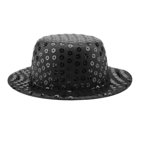 YAHHU Pet Bow Tie Hat Set Black Sequin Dog Cat Birthday Party Costume Cap with Retractable Collar (13.5 cm / 5.3 inches)