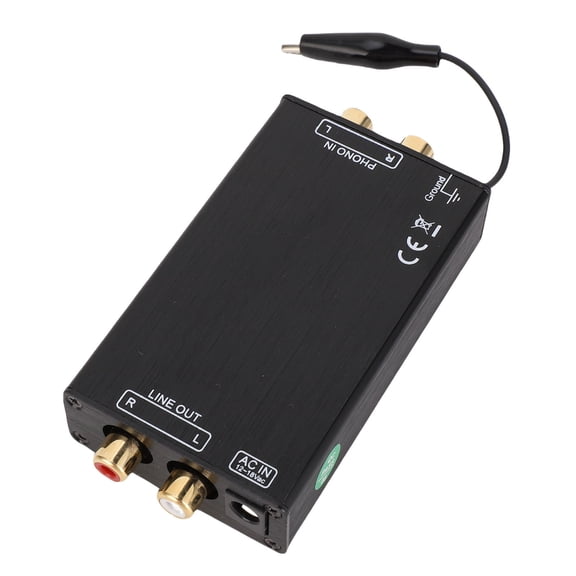 YAHHU Phono Preamp MM Turntable Mini Stereo Audio Phonograph Record Player AV Power Amplifier with 2 Composite Video Interface Input Output US Plug AC115V