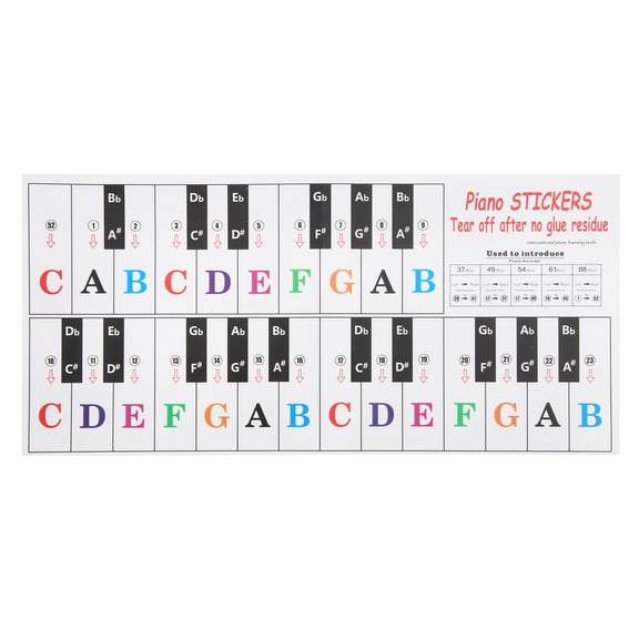YAHHU Piano Key Sticker Electronic Organ Universal Keyboard Transparent Notation Self Adhesive, 10.2 in / 26 cm