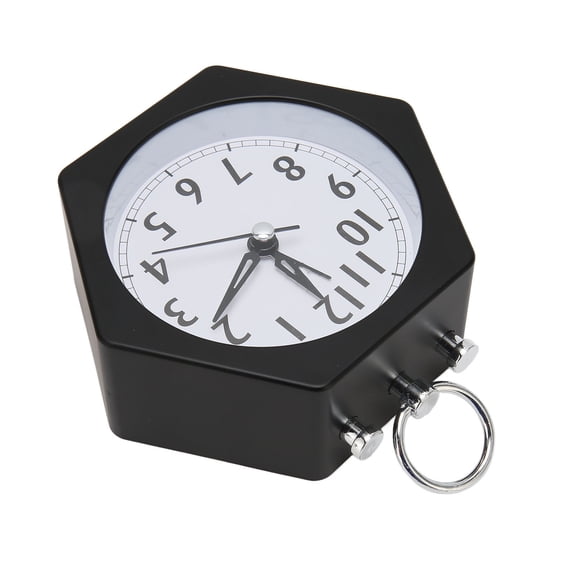 YAHHU Polygon Alarm Clock Metal Shell Stable Quiet Compact Analog Clock for Student Office Decor Black
