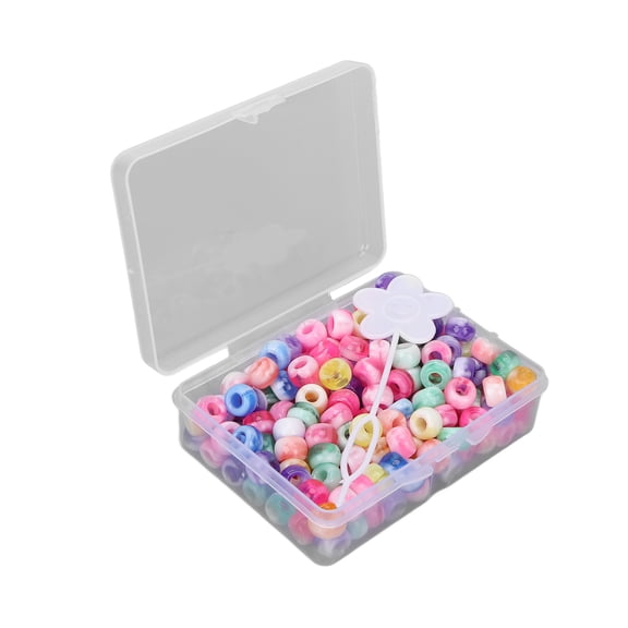 YAHHU Pony Beads Kit Candy Color DIY Jewelry Making Beads Hair Beads for Bracelets Necklaces Crafts Making Mixed Color 200 Pieces Plastic Resin Crafting Accessories Set with Storage Box