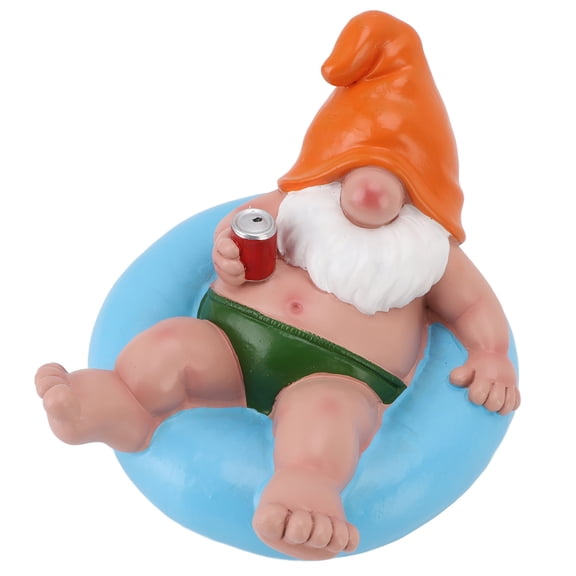 YAHHU Pool Floater Gnome Statue Resin Pool Party Relaxing Funny Garden Floating Gnome Figurine for Outdoor Decor Blue, Perfect for Patio Pond Lawn, 6.89 inches / 17.5 cm