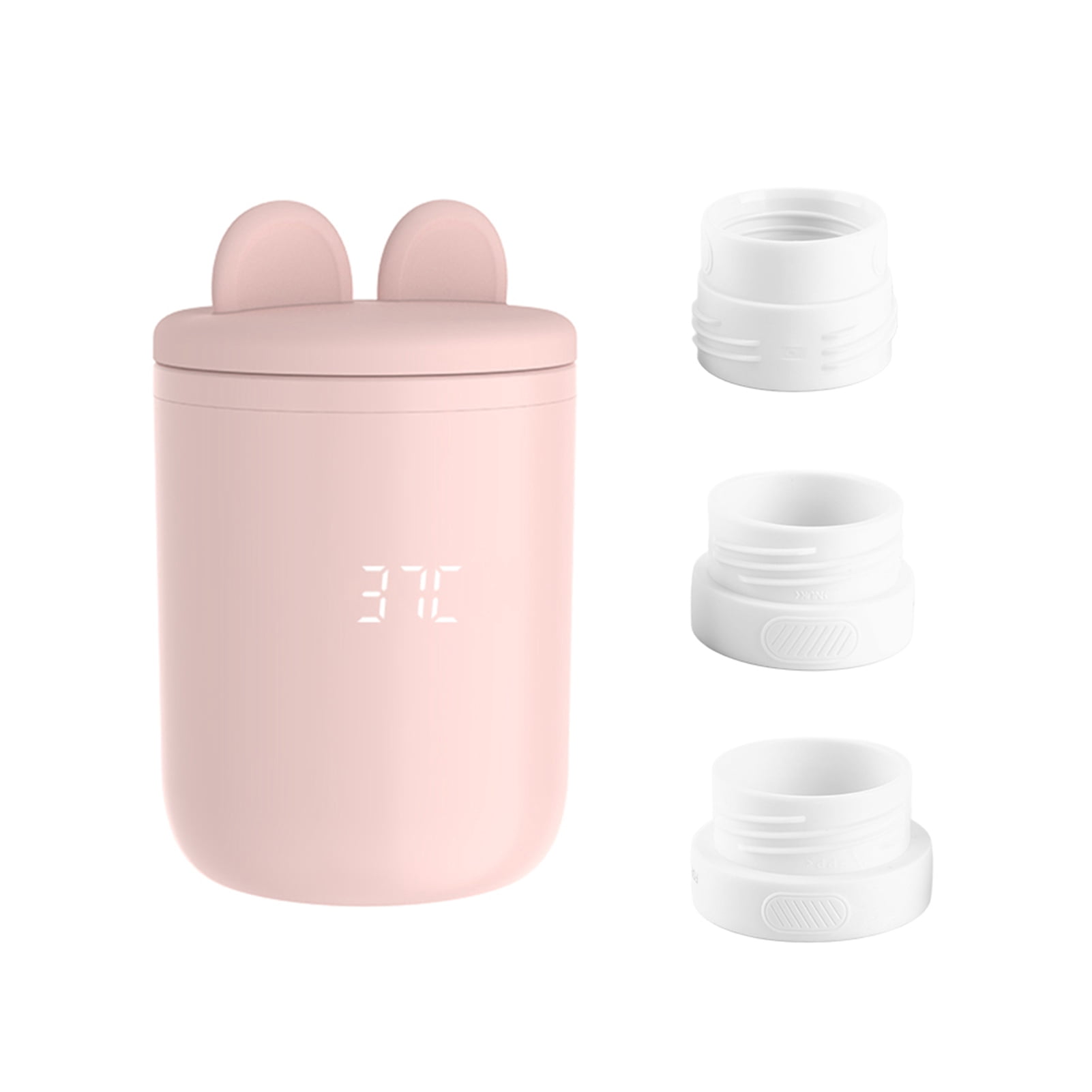 YAHHU Portable Baby Milk Bottle Warmer, Wireless Travel Breastmilk Heater with 8800mAh Battery, 4 Temp Settings, Night Light & 3 Adapters, 3.2x5in / 81x126mm, Pink