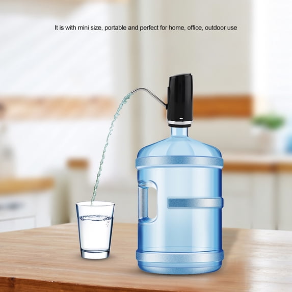 YAHHU Portable Bottled Water Pump USB Rechargeable Electric Dispenser Automatic Drinking Water Bottle Pump for 5 Gallon / 18.9L Jugs Universal Fit for Home Kitchen Office Outdoor Use (Black)