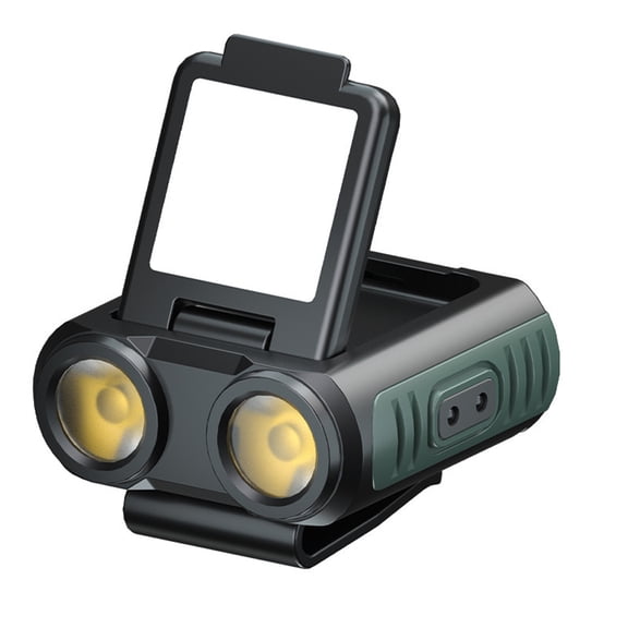YAHHU Portable Cap Clip Headlamp Outdoor Camping Fishing Headlight, Waterproof Hat Clamp Light with Wave Sensing, USB Rechargeable Head Lantern for Backpacking and Emergency (2.2 in / 5.5 cm)