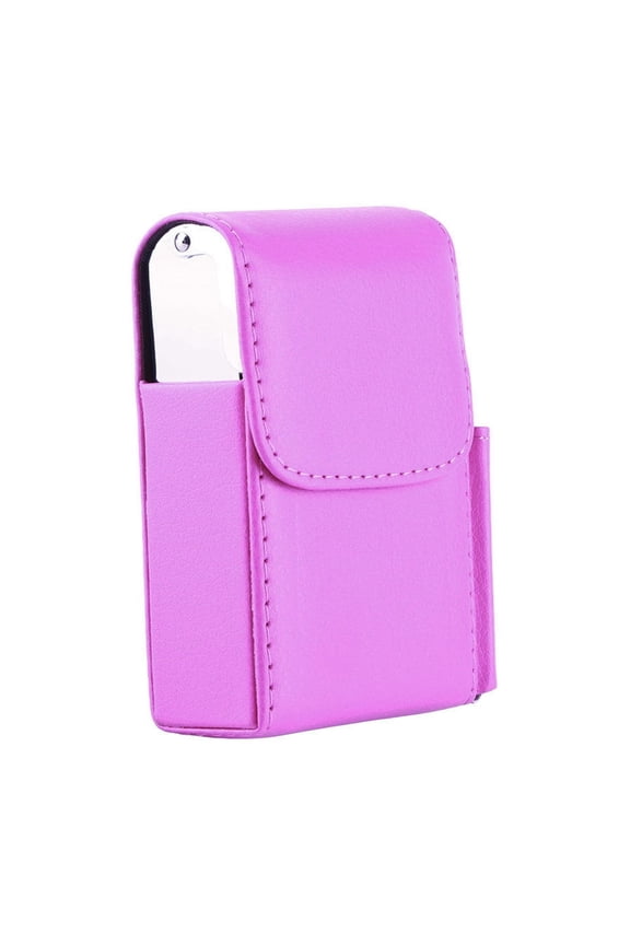 Portable Cigarette Case PU Leather Tobacco Pouch Lighter Holder Storage Box Container Rose Red (4.3 inches / 110 mm)