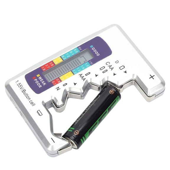 YAHHU Portable Digital Battery Capacity Tester for AA AAA C D 9V Button Cell Batteries, LCD Display Volt Checker, Black
